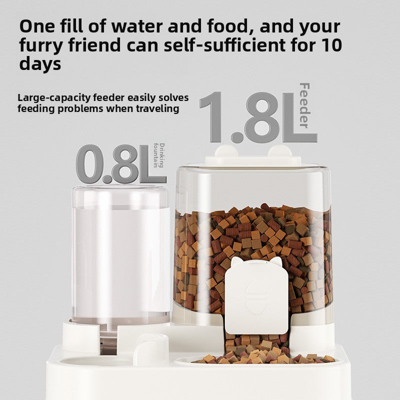 Transparent Automatic Cat Feeder Bowl with Water Dispenser in Cat Ear and Flat Top Styles