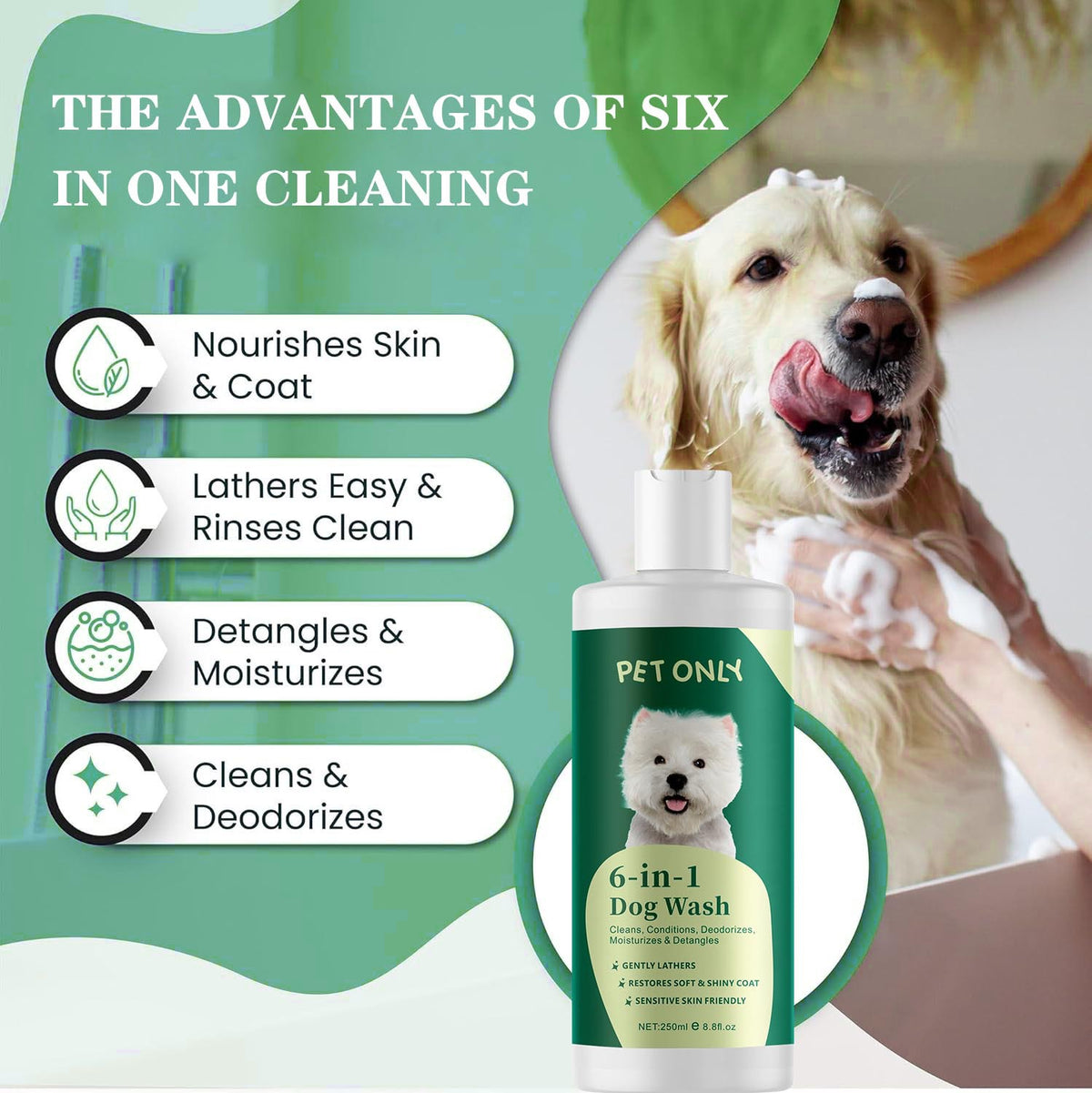 Dog Shampoo and Conditioner Bath Care Set, 4-in-1 to 6-in-1