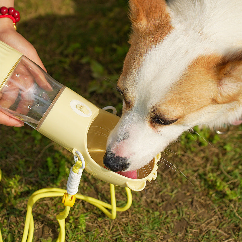 Portable dog water and food cup with strap, main product photo