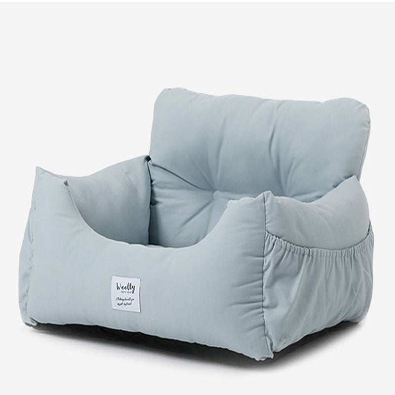 Foldable dog car kennel for back seat, further angle view