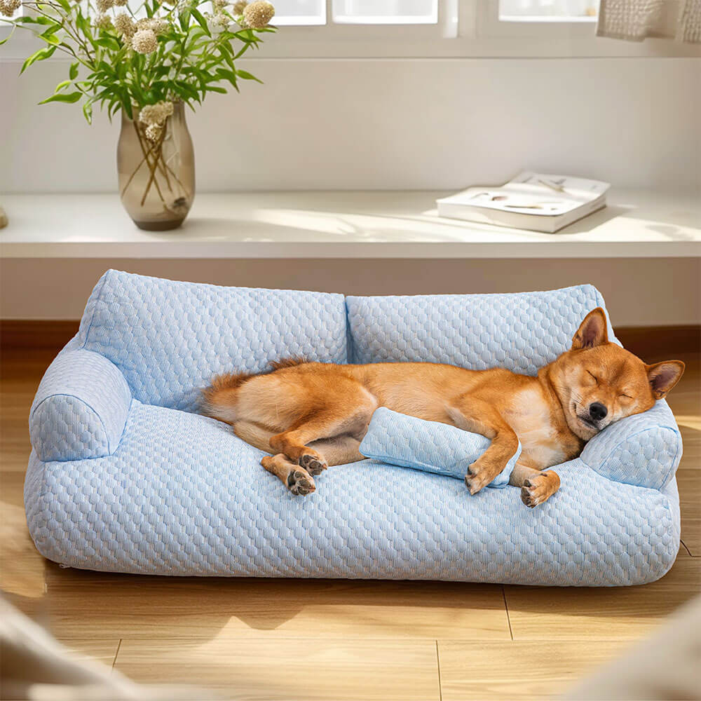 Green anti-scratch pet sofa bed for small dogs