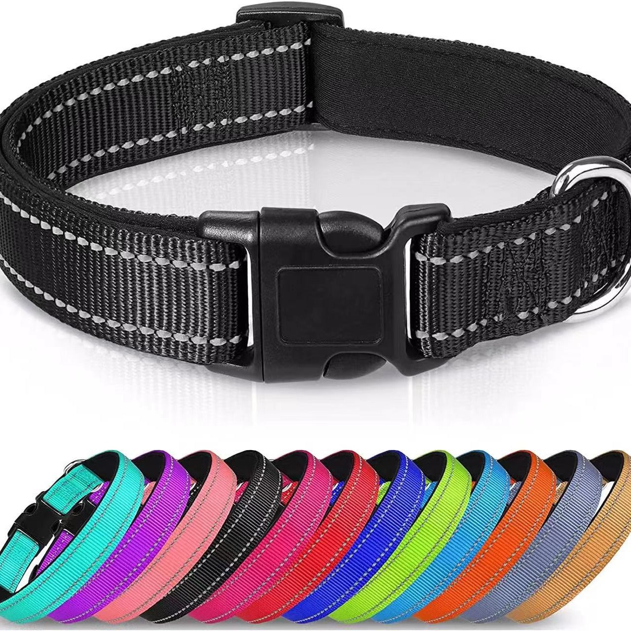 Adjustable buckle pet collar in bright colours for dogs, view 1