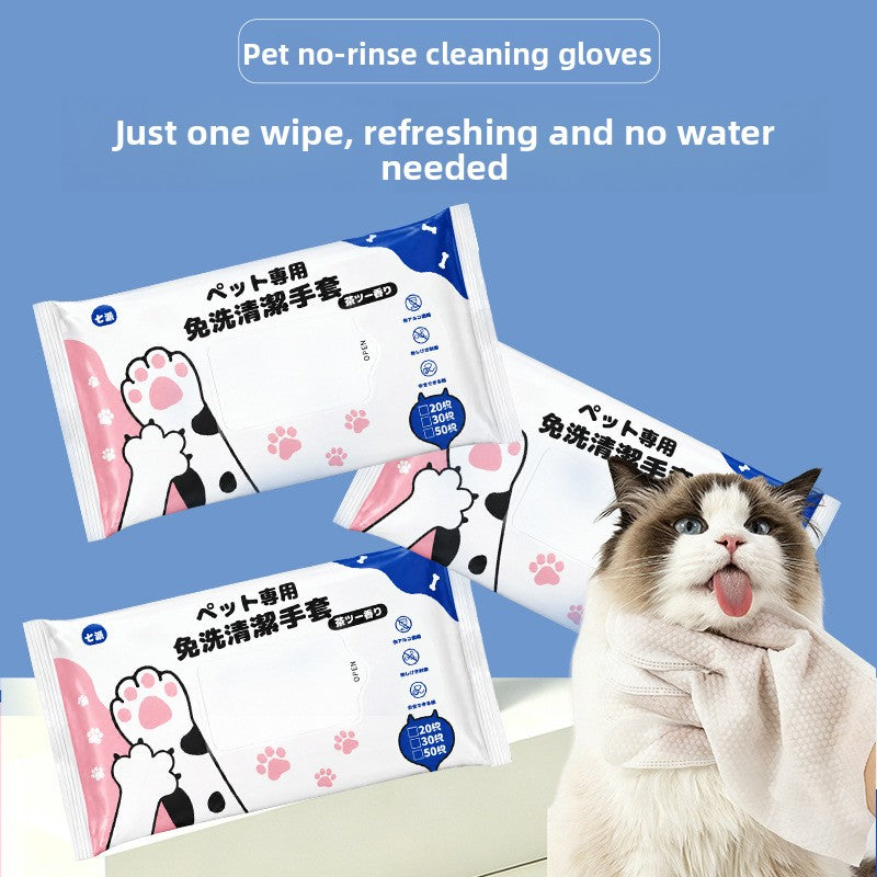 Disposable No-Rinse Pet Cleaning Gloves, Tea Scented