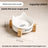 Anti-Spill Ceramic Pet Bowl with Wooden Stand and Cat Ear, Paw or Fish Bone Design
