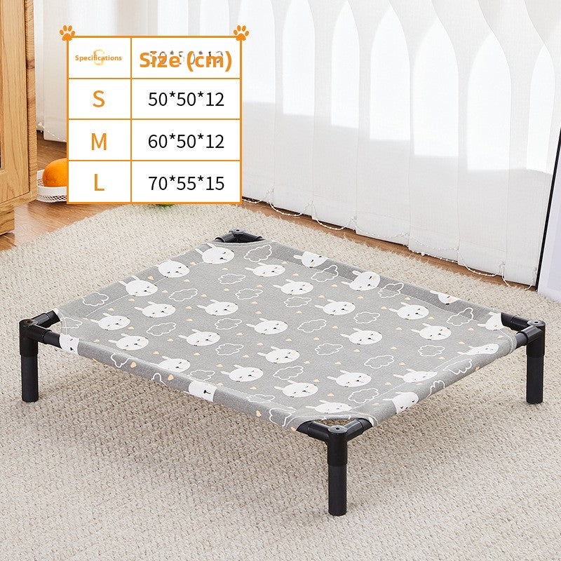 Raised pet cot with breathable mesh for cats and dogs