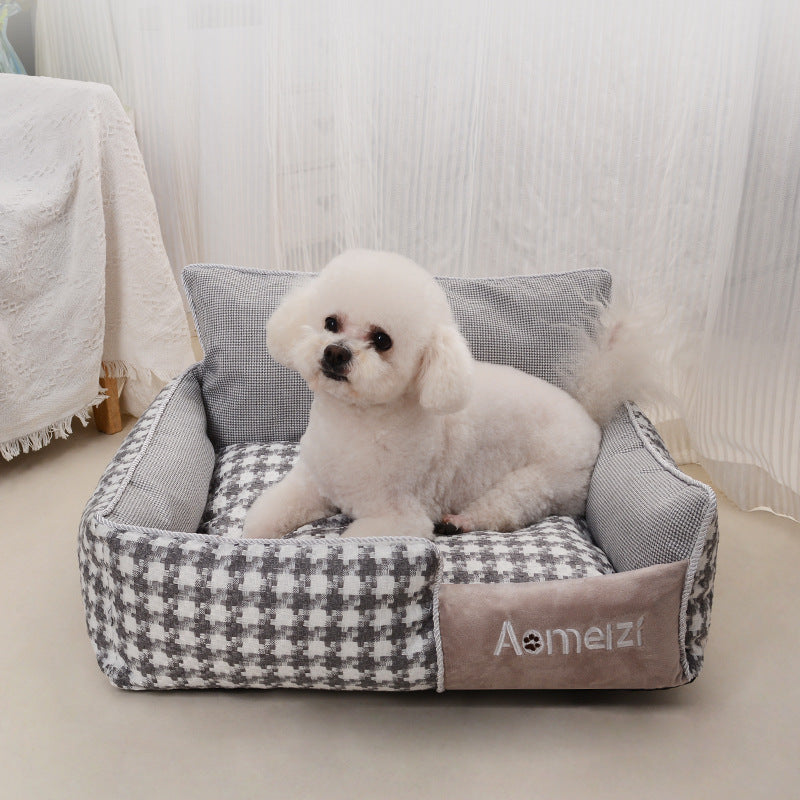 Check pattern pet nest bed with removable washable cover, photo 3 of 77