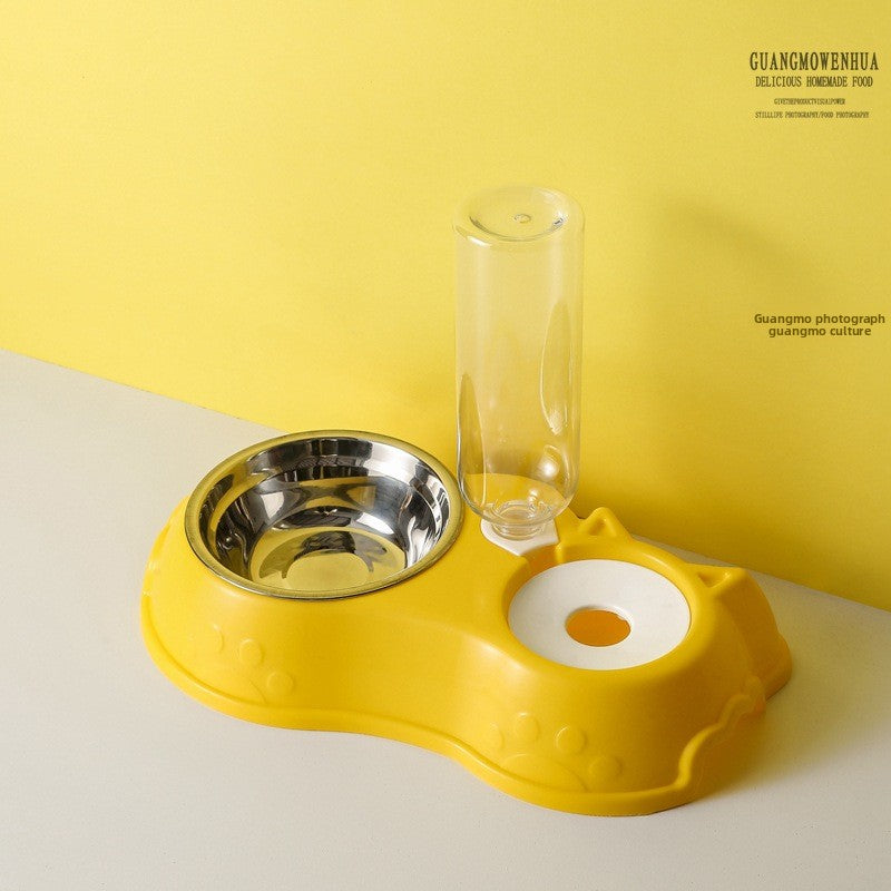 Gravity pet feeder and water bottle station with stainless steel bowl, view 9