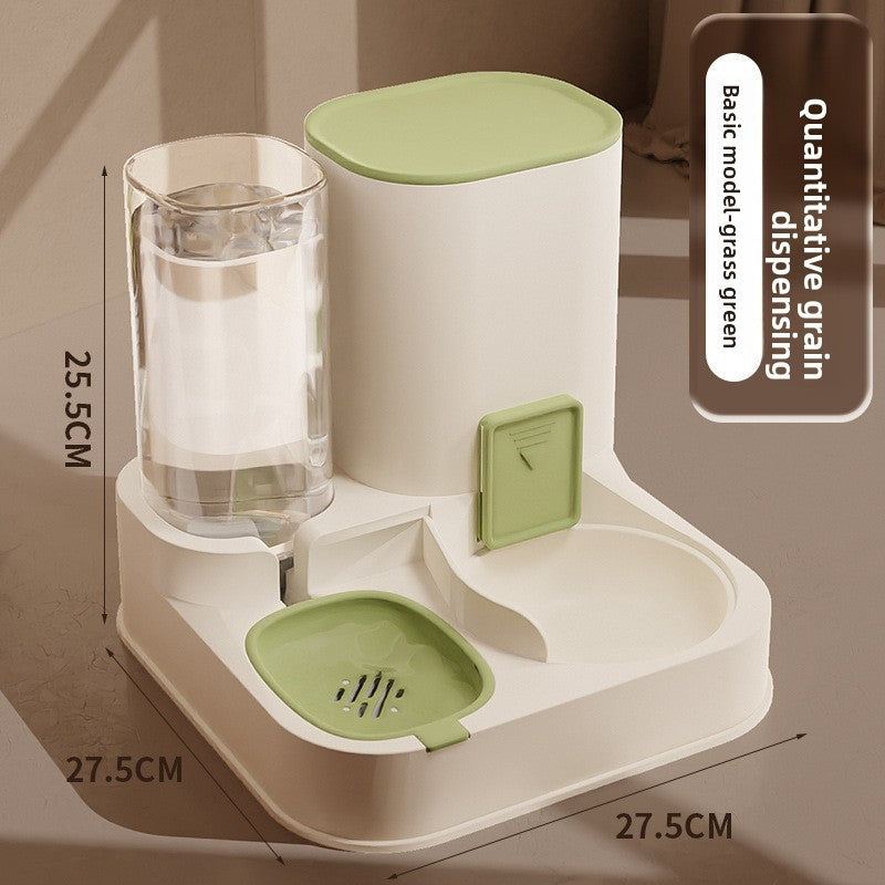 Cat Double Bowl Set with Water Dispenser, Ceramic or Steel