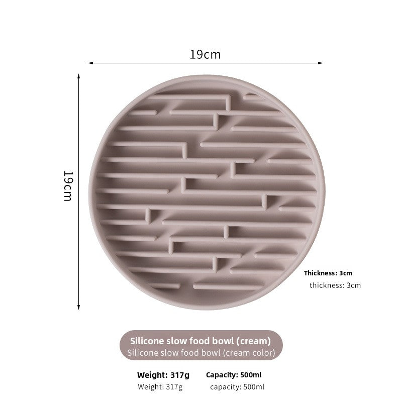 Silicone Slow Feeder Bowl with Suction Base for Cats and Dogs in Striped Design