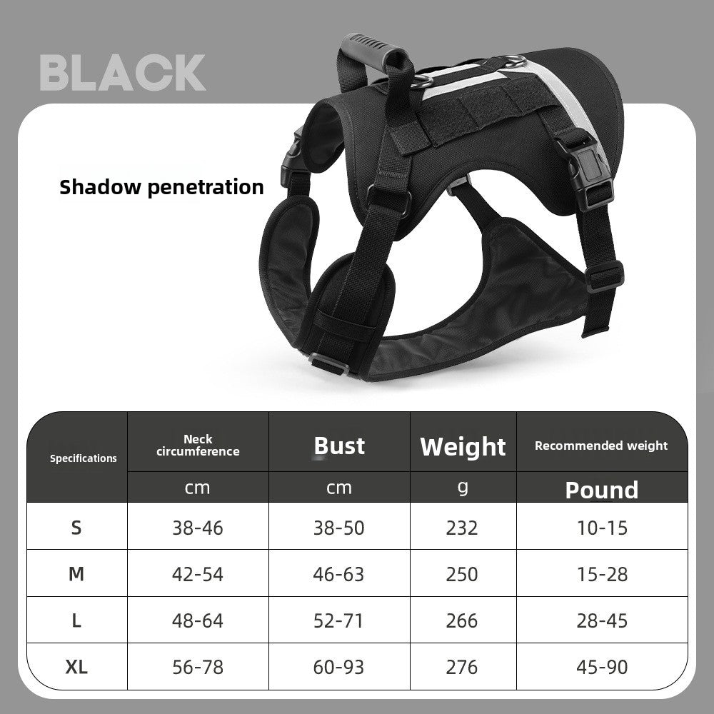 Tactical nylon dog harness with reflective strips in military green, view 19