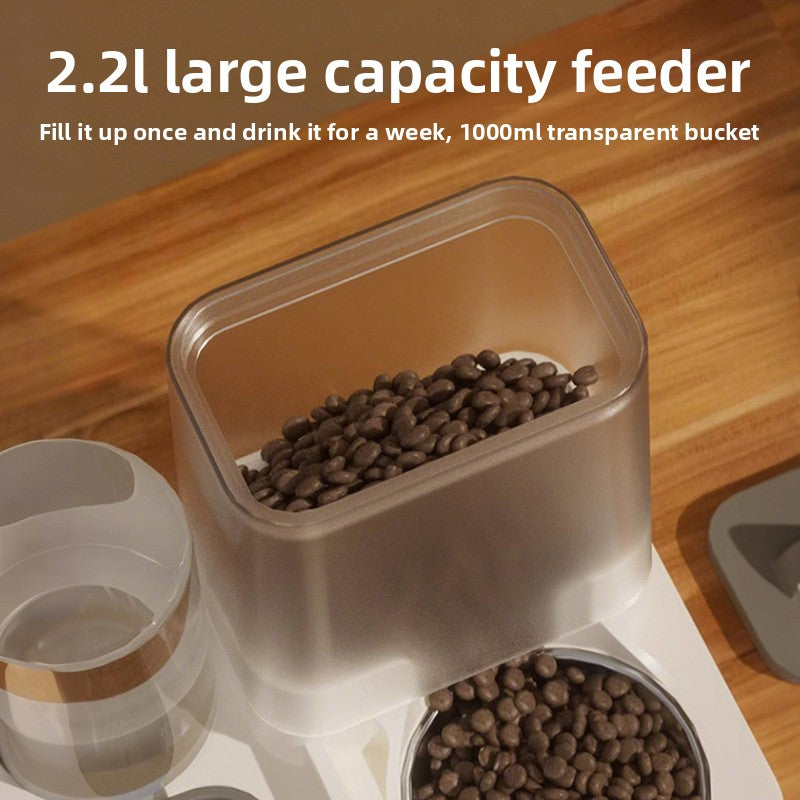 Transparent Automatic Cat Feeder Bowl with Water Dispenser in Cat Ear and Flat Top Styles