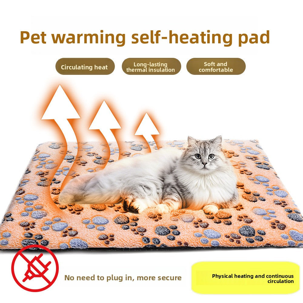 Pink footprint self-warming pet mat in 50 by 40cm