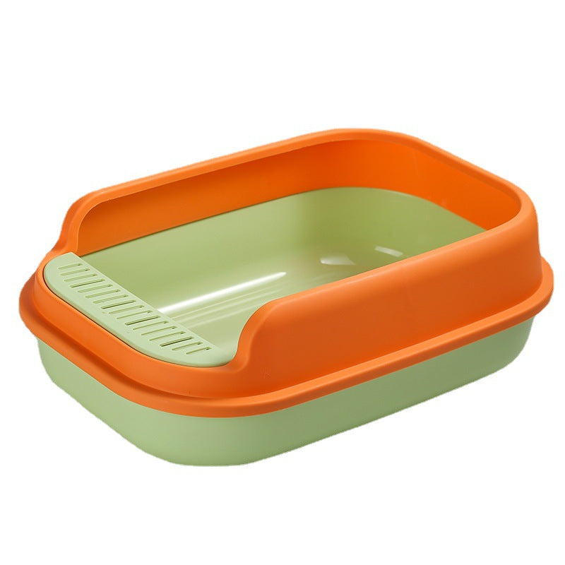Semi-Enclosed Cat Litter Box with High Walls and Easy Access