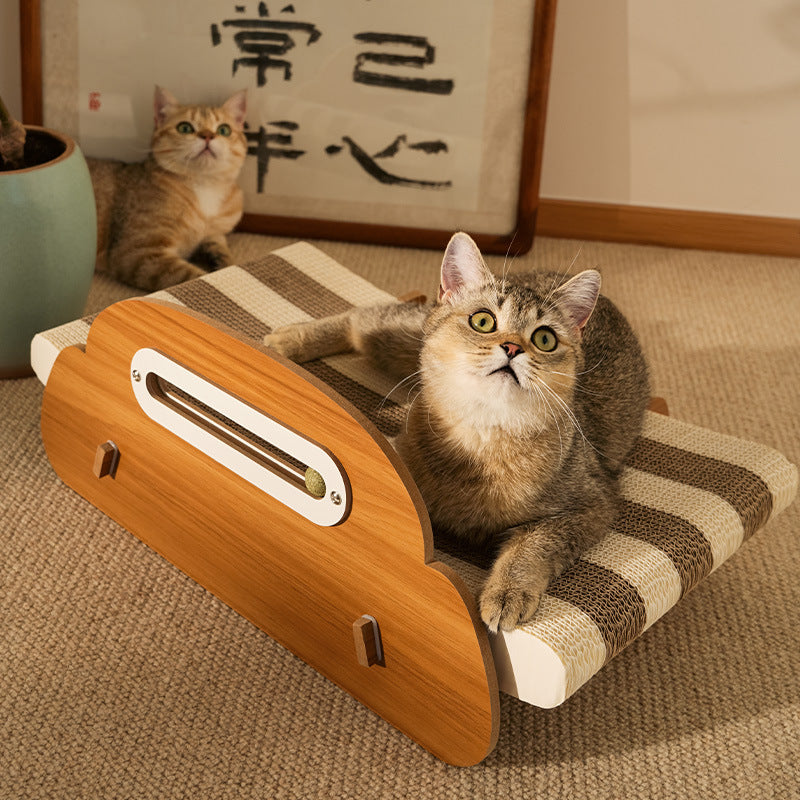 Multifunction corrugated cat scratcher doubling as a nest and hammock bed - photo 4