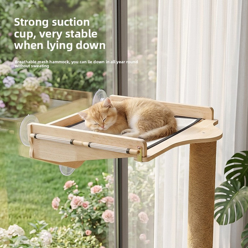 Vertical sisal cat scratching post and climbing frame, alternative angle view