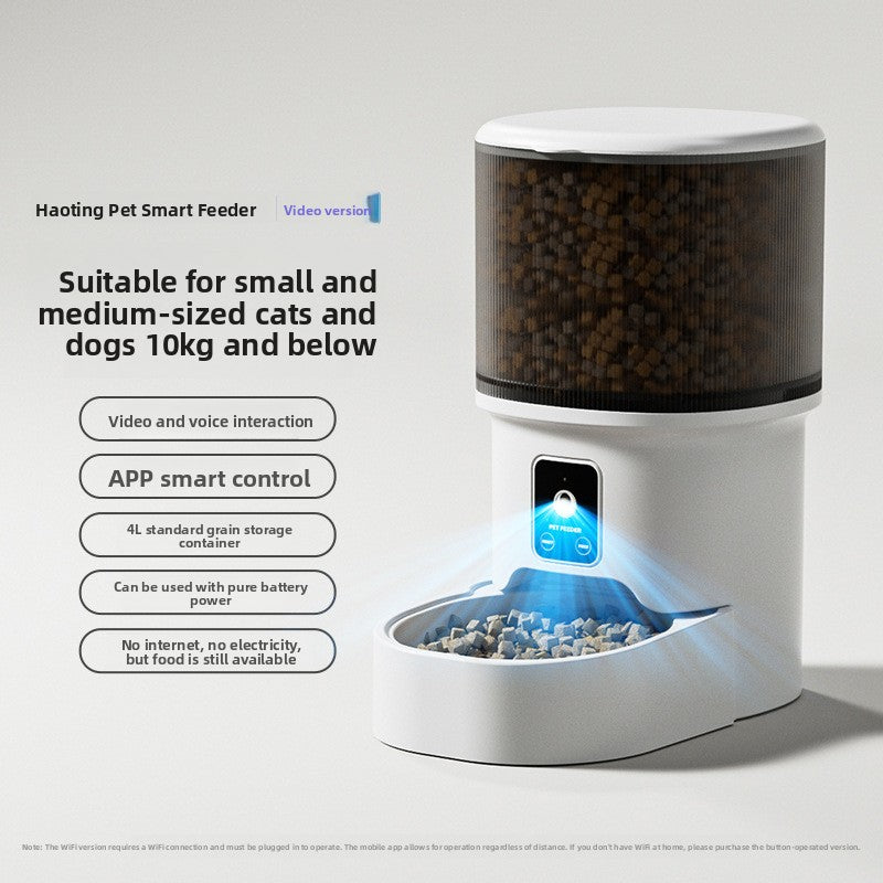 Smart Automatic Pet Feeder with Video Camera, Wi-Fi App Control, 3L Capacity and Timer