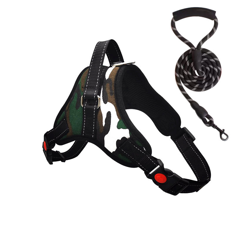 Reflective vest dog harness with lead, ideal for everyday use