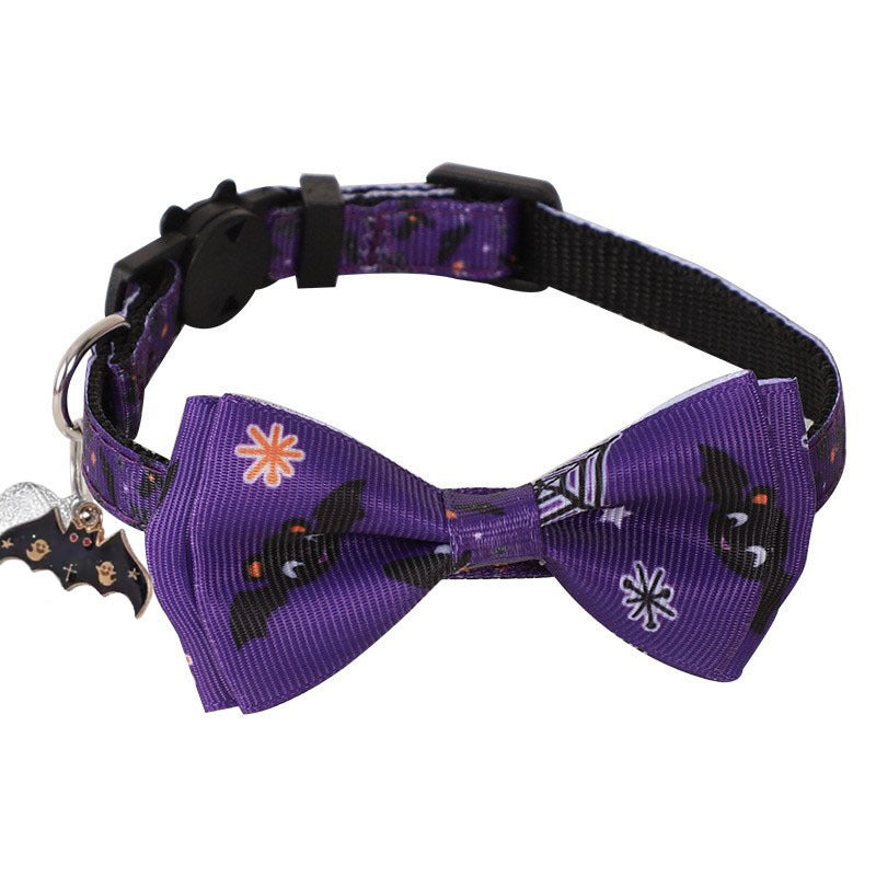 Halloween cat collar with bow and bell in bat design, product image 3