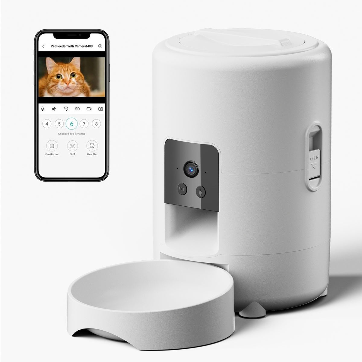 Smart WiFi Automatic Pet Feeder with Camera, 2L Capacity for Cats and Dogs