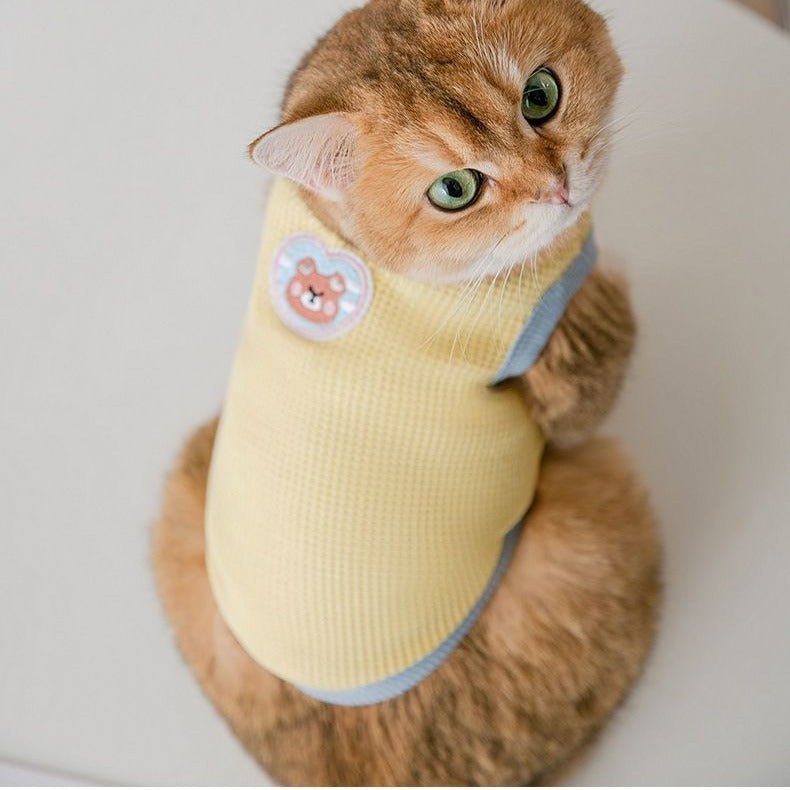 Lucky cat and bear print vest for pets for dogs and cats, image 2