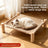 Solid Wood Elevated Pet Bed with Washable Pad, Raised Platform