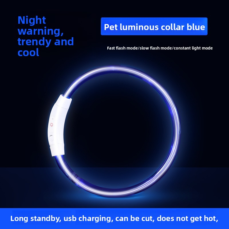 Rechargeable glowing LED dog collar for night walks, view 29
