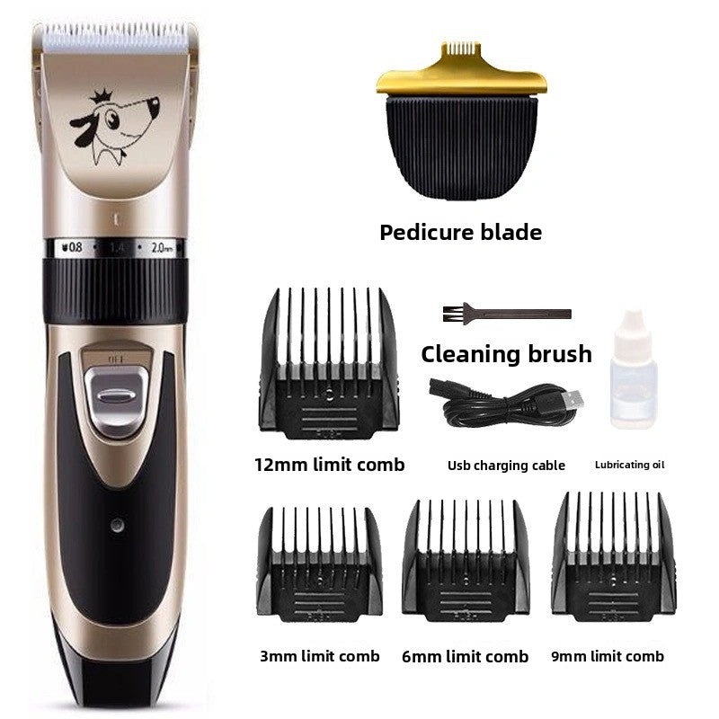 Pet Hair Clipper Set with 4 Limit Combs, Rechargeable Dual Voltage