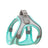 Two tone vest harness in pink and grey on a small dog