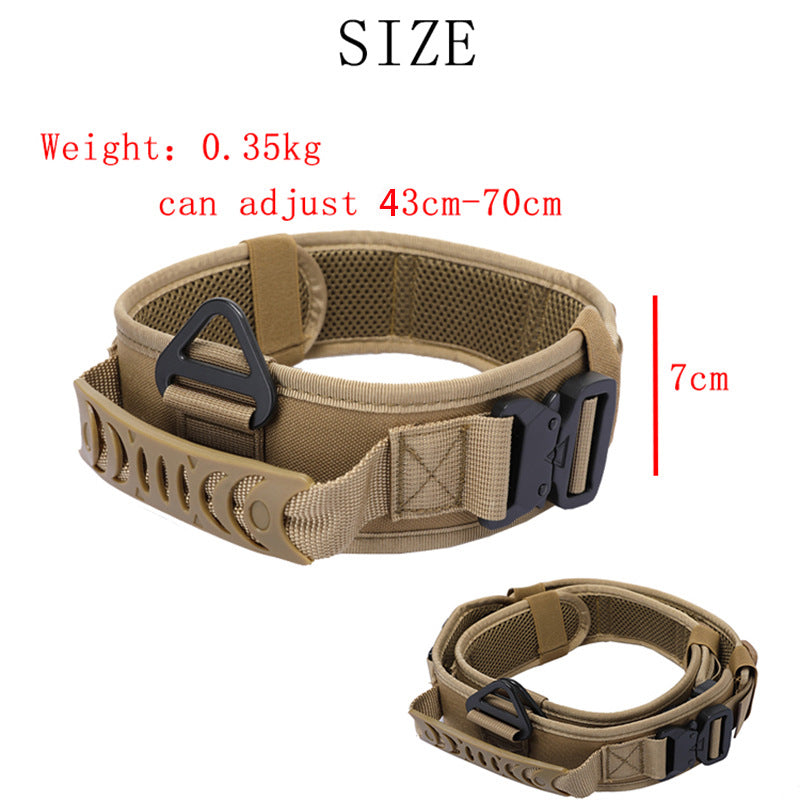 Tactical nylon dog collar with double metal buckle, product photo