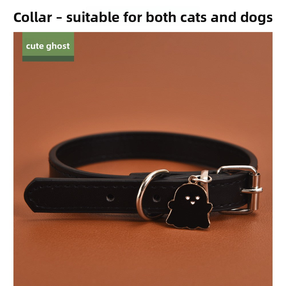 Halloween pumpkin and ghost dog collar, available from Pet Royale UK