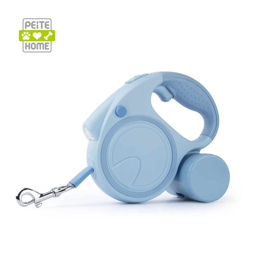 Automatic retractable dog lead with LED lights, ideal for everyday use