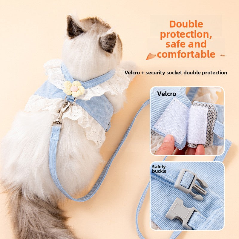 Lightweight chest harness and lead for dogs and cats in 2 colour options