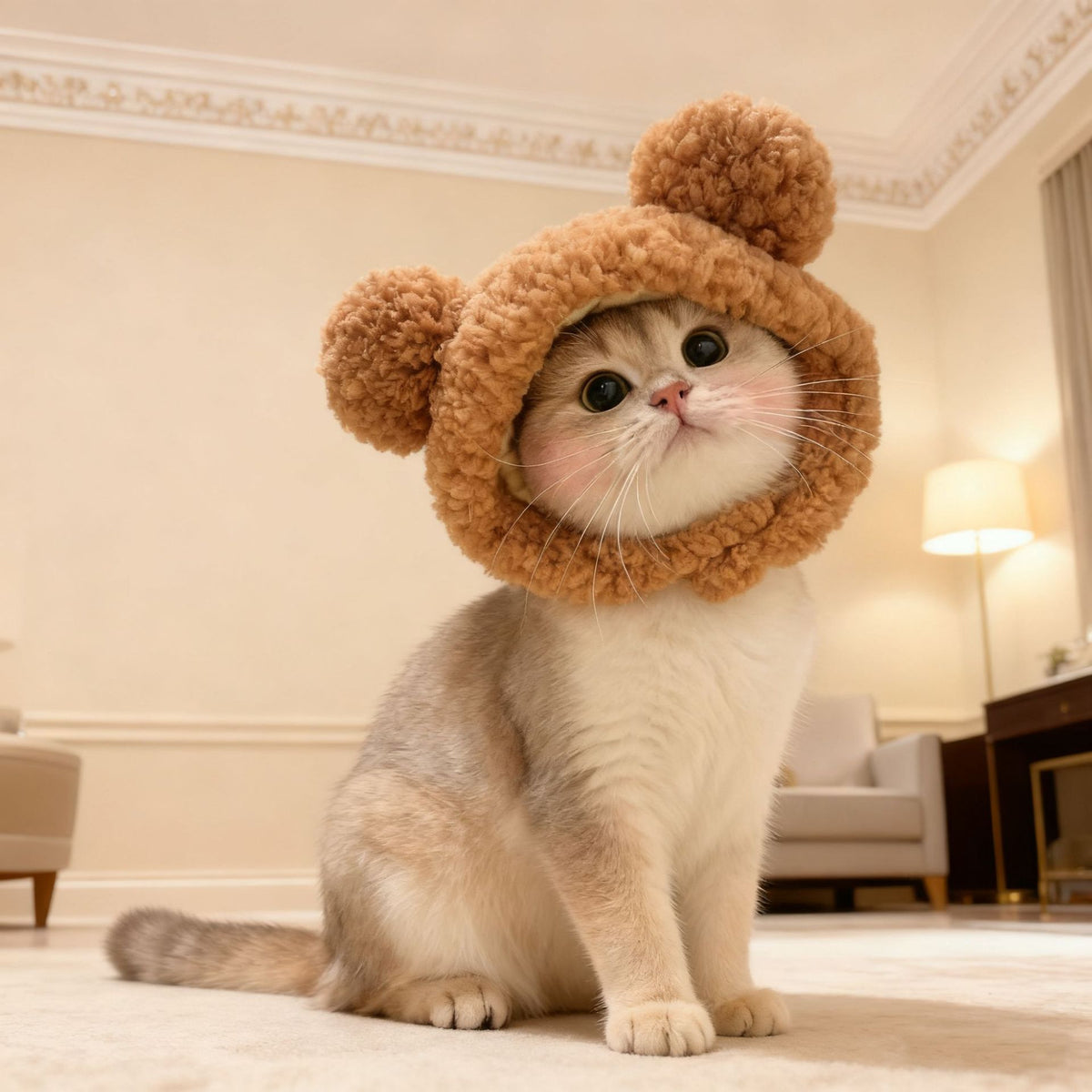 Cute animal headgear hat for cats and small dogs in Chick, side view