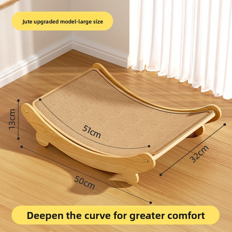 Woven sisal and jute cat scratcher lounger in natural colour, view 8 of 11