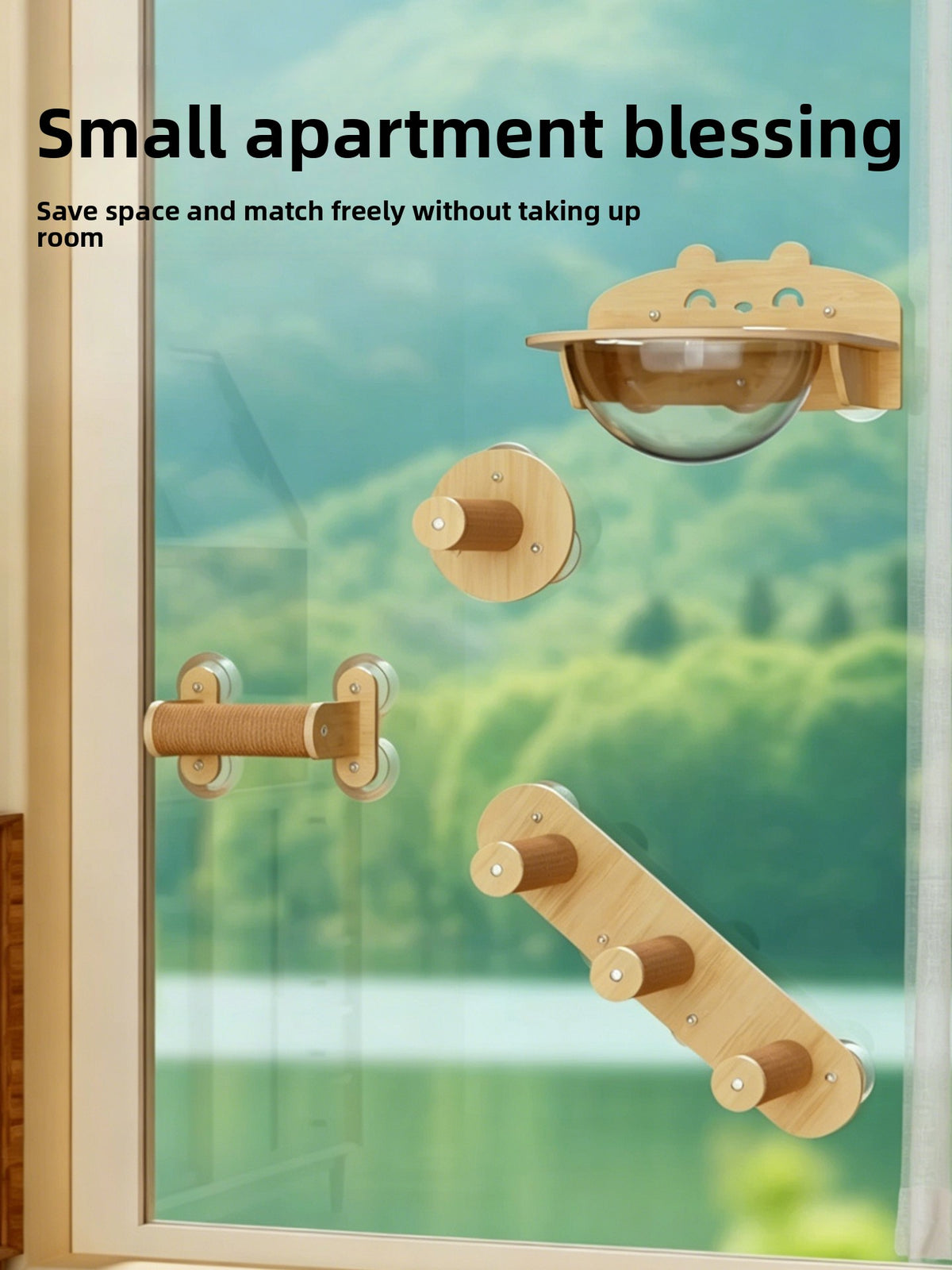 Suction cup window cat bed with clear capsule, detail photo 3