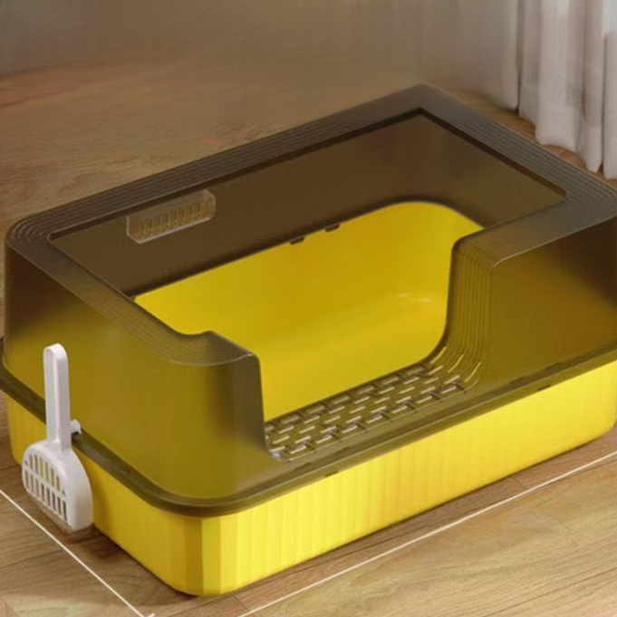 Open Top Cat Litter Box with Tall Splash-Proof Sides