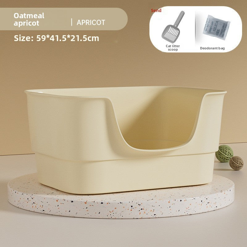 Extra Large Semi-Enclosed Cat Litter Box with Scoop, Thick PP