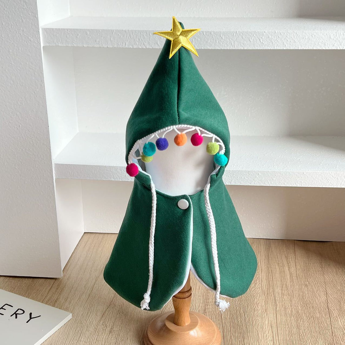 Green Christmas tree costume cloak for small pets