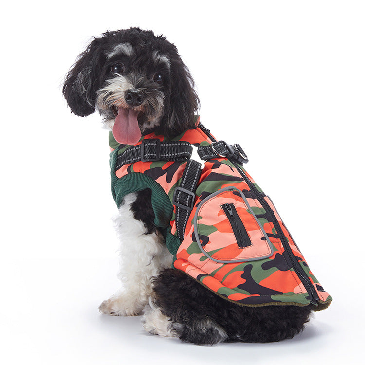Reflective waterproof dog coat with lamb fleece lining in Bordeaux, in a home setting