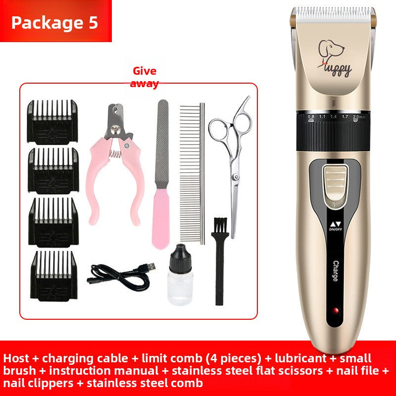 USB Rechargeable Pet Hair Clipper with Ceramic Blade and 4 Combs