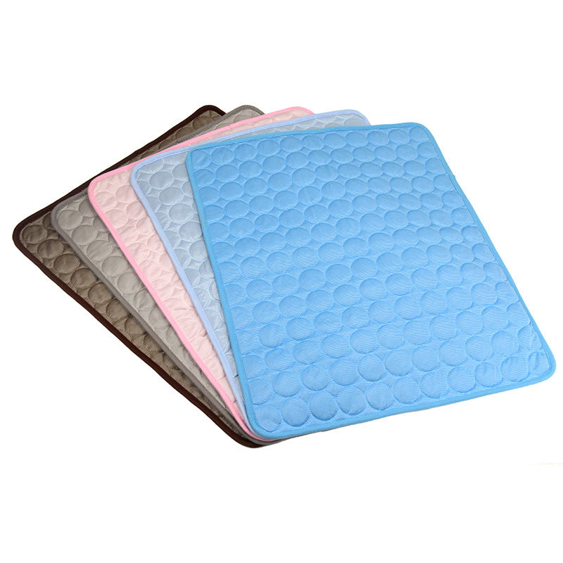 Blue ice silk pet cooling mat with soft filling