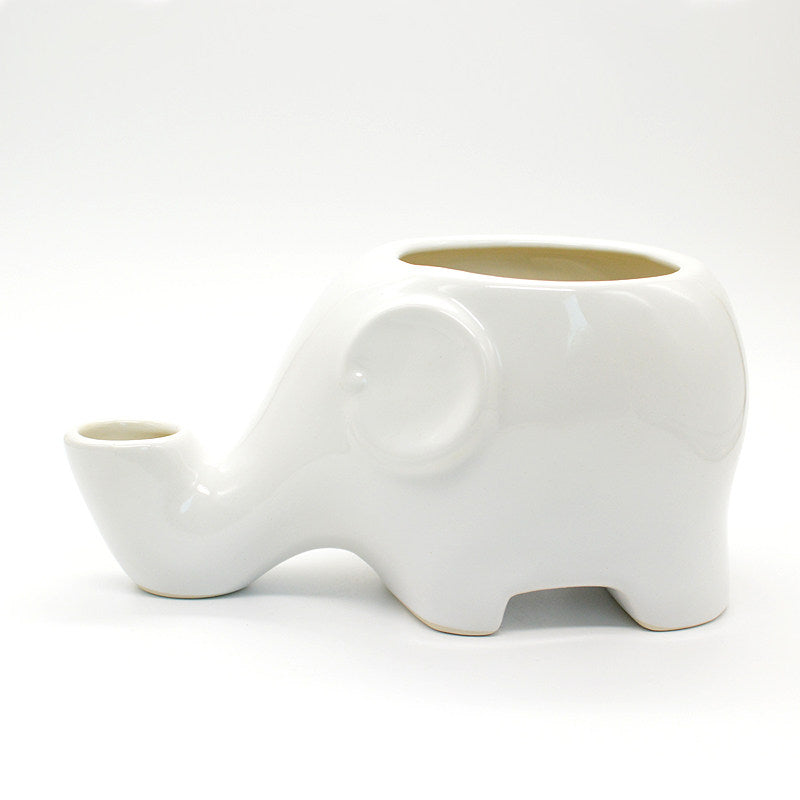 Ceramic Automatic Cat Water Dispenser with Elephant Design and Glass Bottle