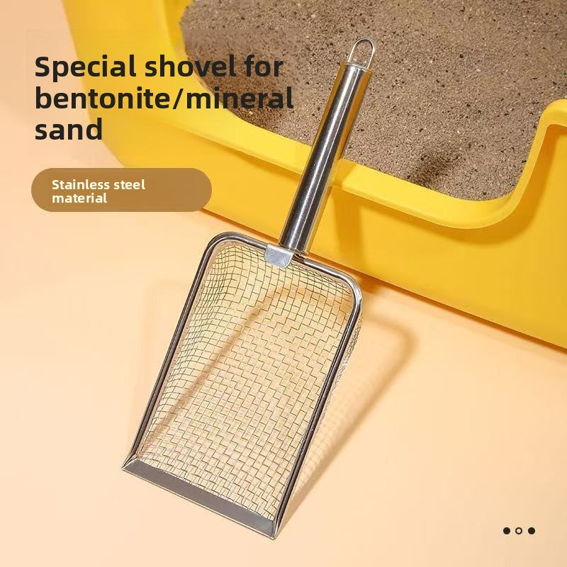 Stainless Steel Fine Mesh Cat Litter Scoop, Rust-Resistant Sifter