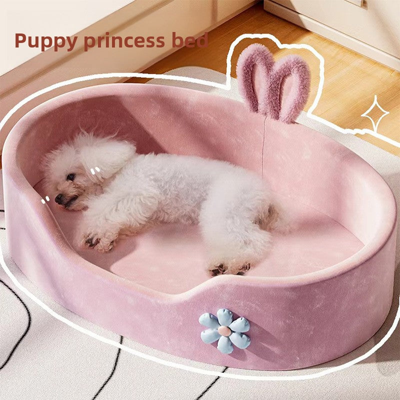 Pink princess pet bed with soft cushion for small dogs, photo 2