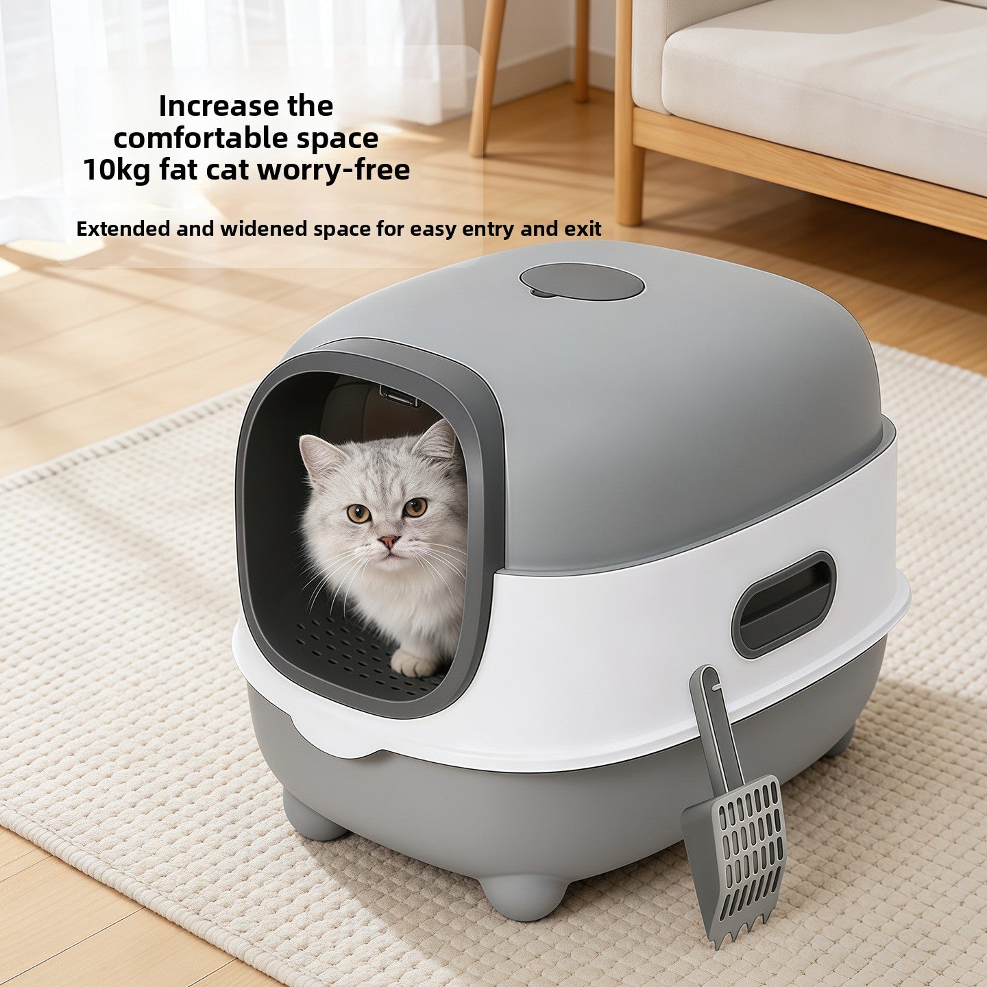 Enclosed Cat Litter Box with UV Light and Odour Control