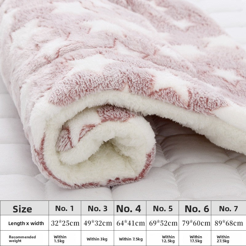 Thick padded pet mat cushion with print in Beige White Star, size 49 x 32cm