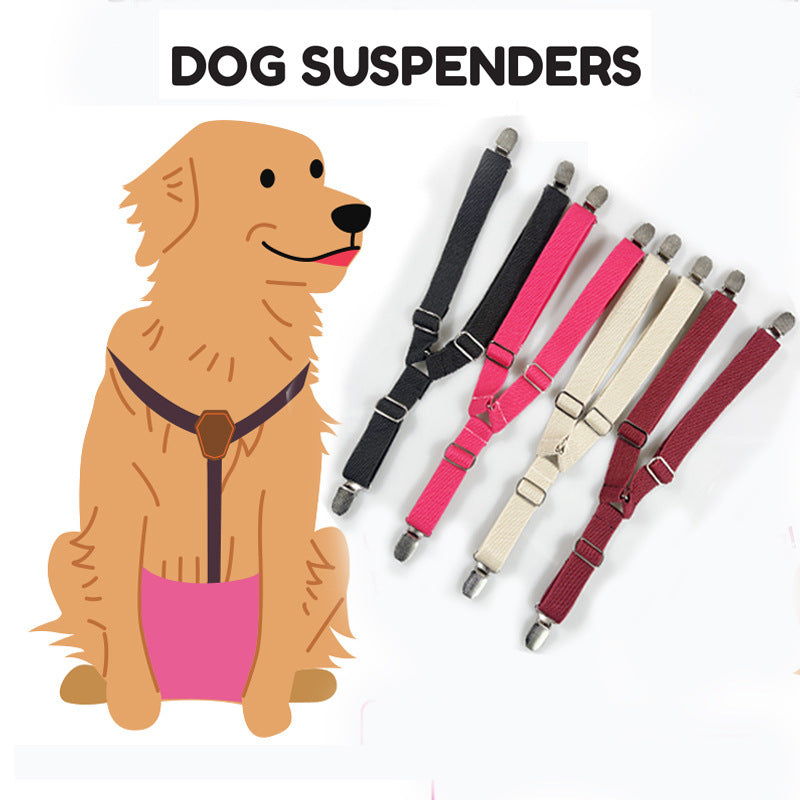 Adjustable elastic dog diaper suspender strap in plaid pattern, view 1