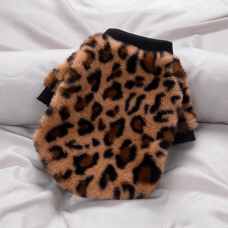 Leopard print sweatshirt for small dogs and cats in Leopard Print, side view