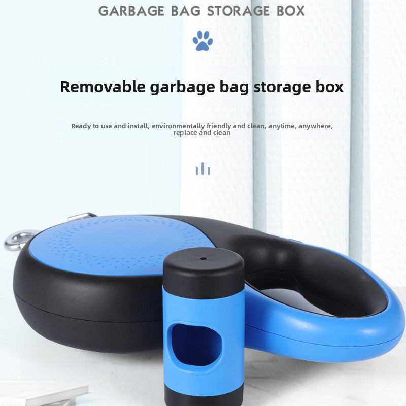 White retractable dog lead with built in waste bag box