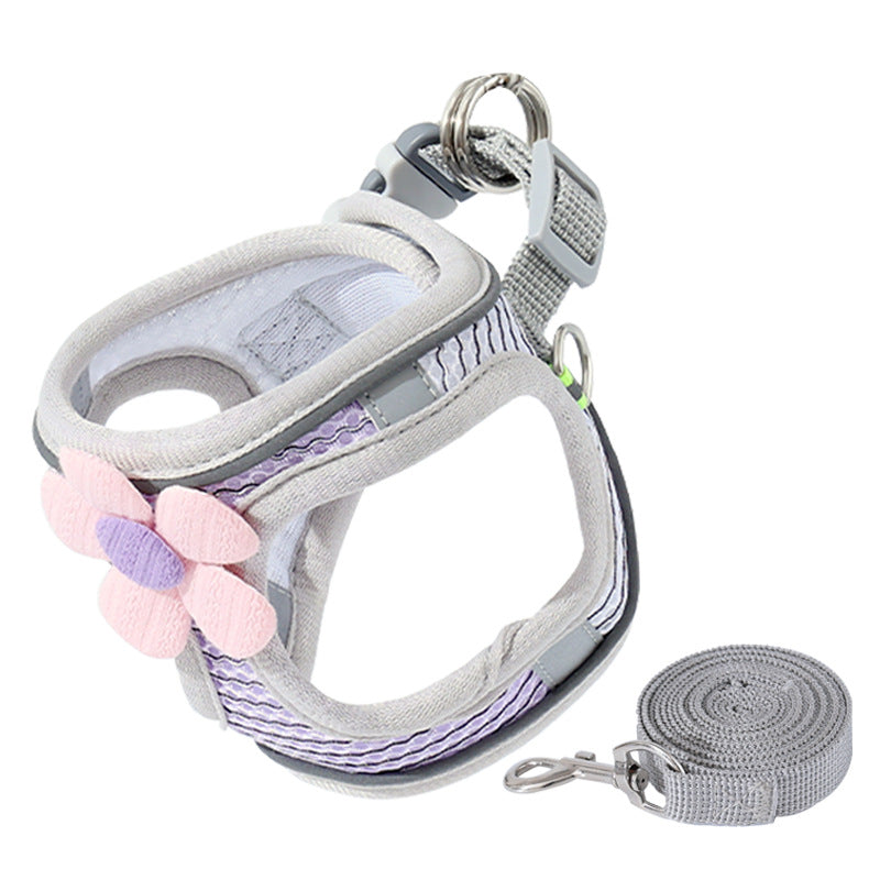 Pink floral mesh vest harness for cats and small dogs, view 12
